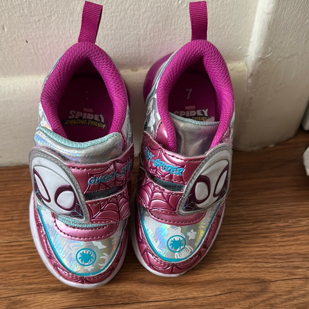 Marvel Pink and Silver Sneakers with Velcro Closure